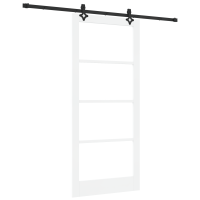 Produktbild för Skjutdörr Vit 93 x 211 cm Massivt tallträ och glas