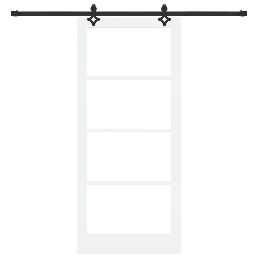 Produktbild för Skjutdörr Vit 93 x 211 cm Massivt tallträ och glas