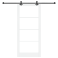 Produktbild för Skjutdörr Vit 93 x 211 cm Massivt tallträ och glas