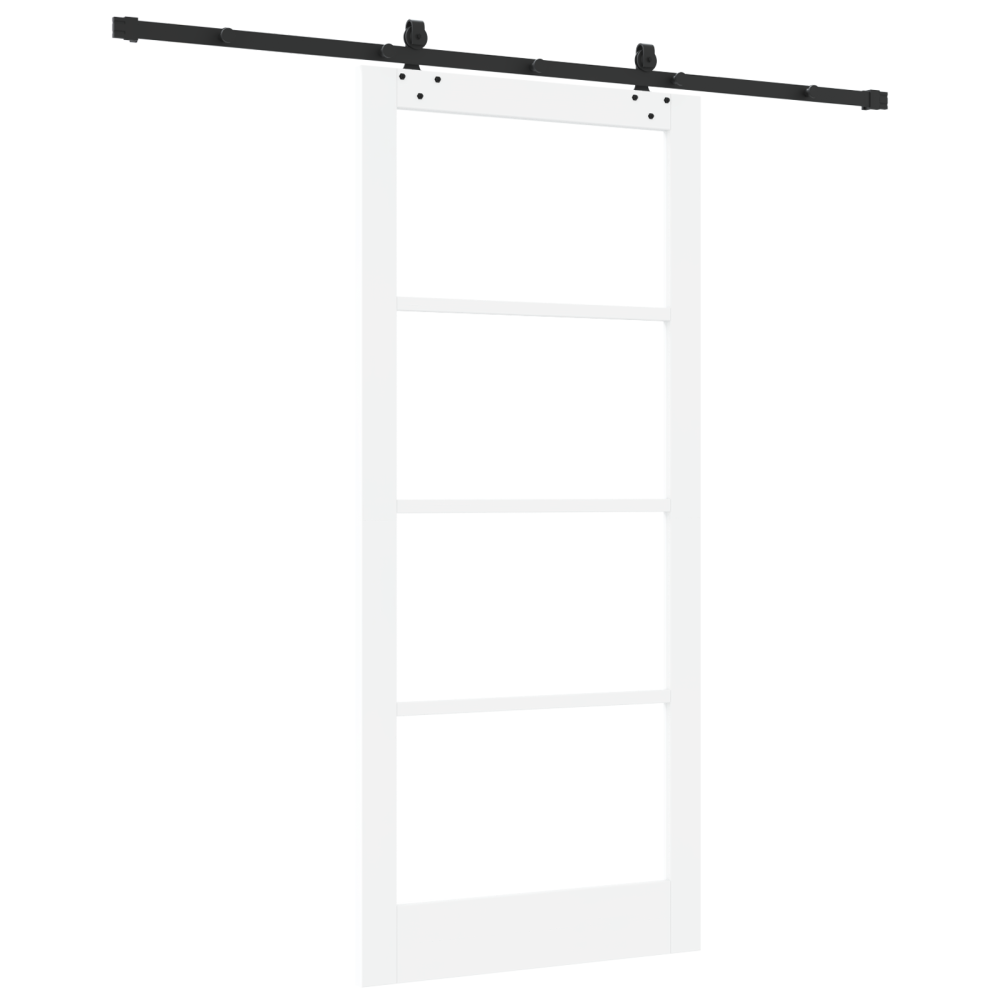 Produktbild för Skjutdörr Vit 93 x 211 cm Massivt tallträ och glas