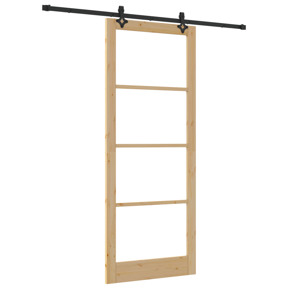Produktbild för Skjutdörr Naturfärg 93 x 232 cm Massivt tallträ och glas