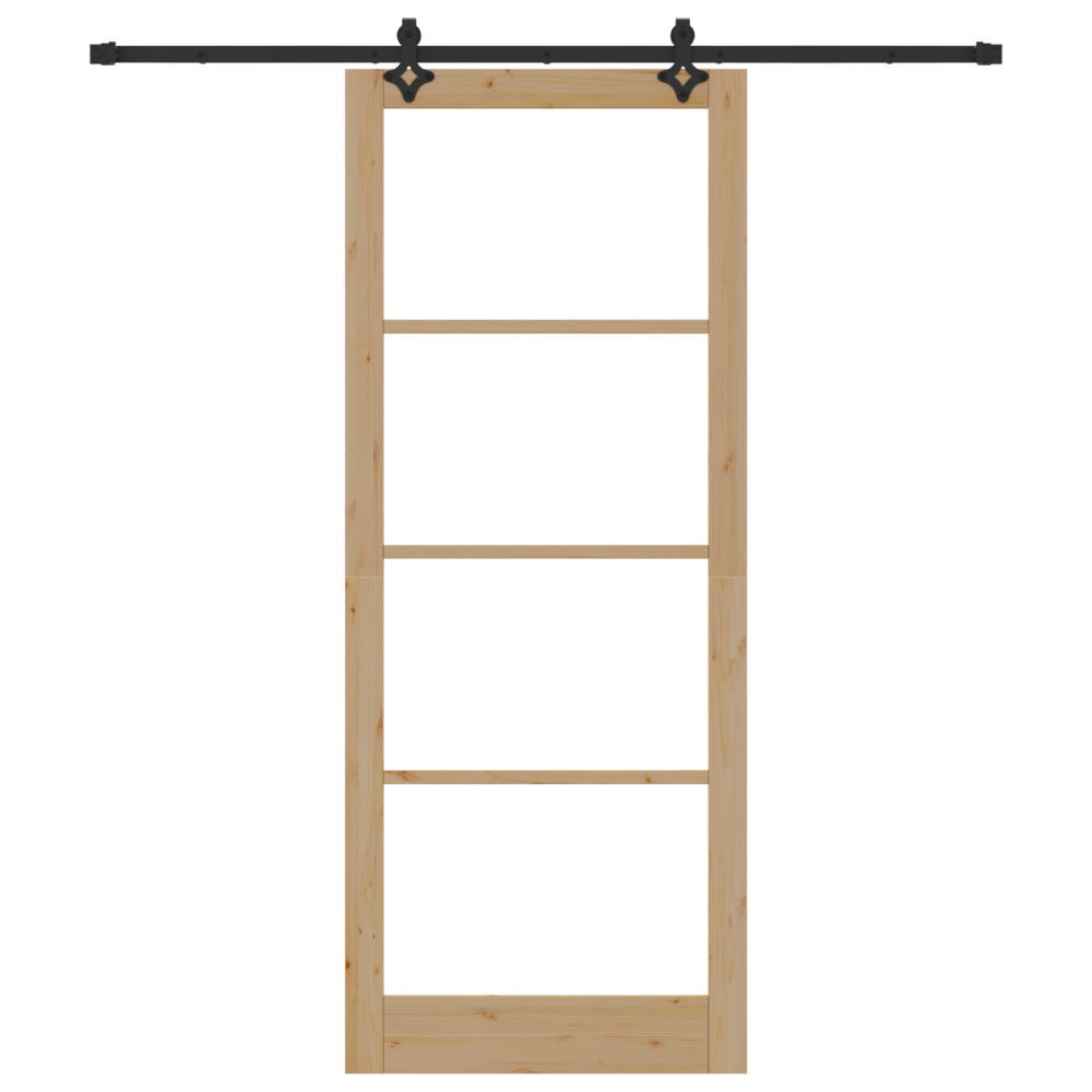 Produktbild för Skjutdörr Naturfärg 93 x 232 cm Massivt tallträ och glas
