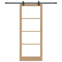 Produktbild för Skjutdörr Naturfärg 93 x 232 cm Massivt tallträ och glas