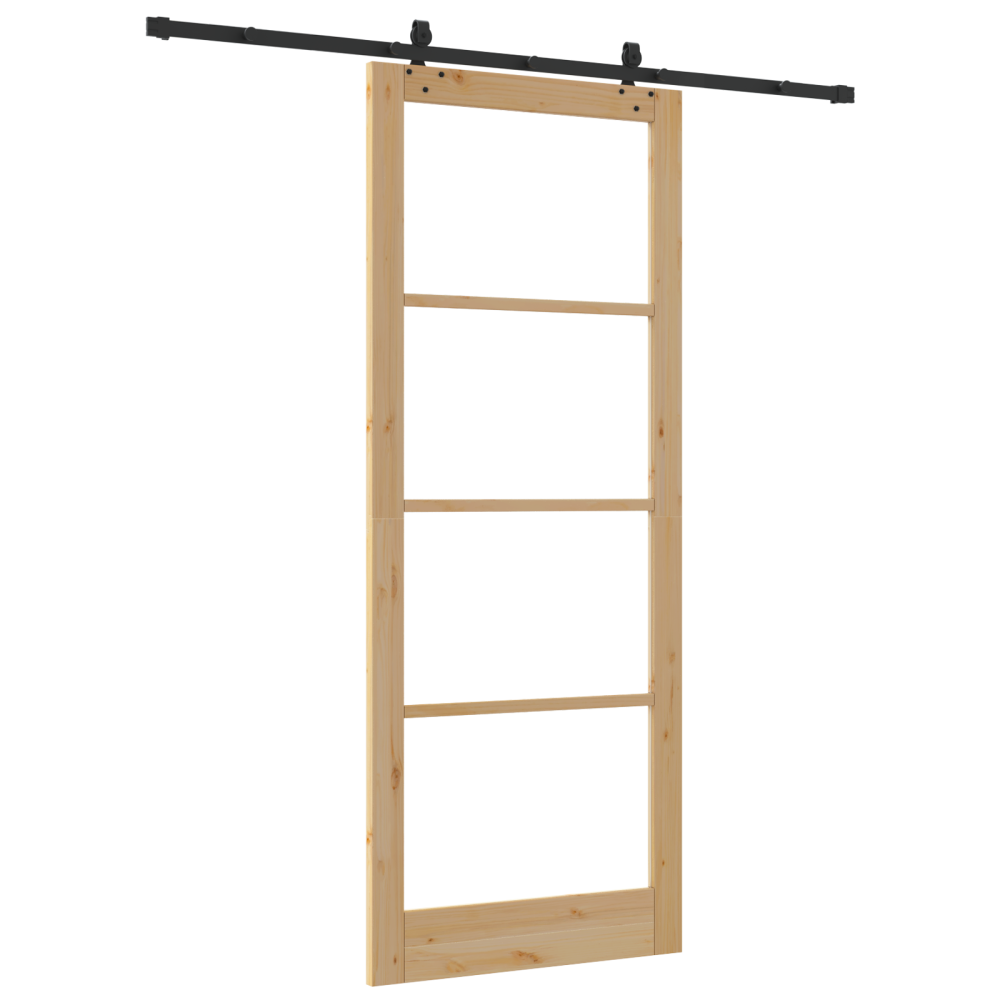 Produktbild för Skjutdörr Naturfärg 93 x 232 cm Massivt tallträ och glas