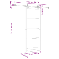 Produktbild för Skjutdörr Vit 93 x 232 cm Massivt tallträ och glas