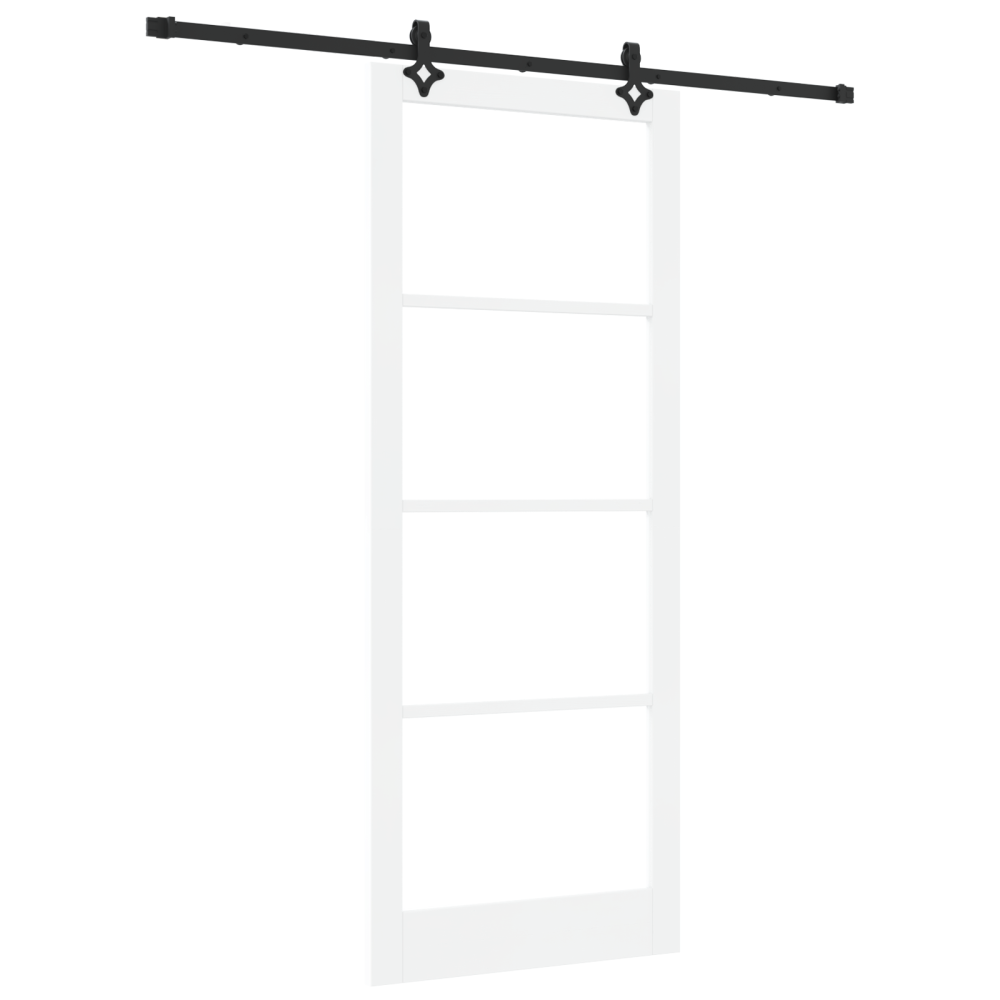 Produktbild för Skjutdörr Vit 93 x 232 cm Massivt tallträ och glas