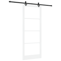 Produktbild för Skjutdörr Vit 93 x 232 cm Massivt tallträ och glas