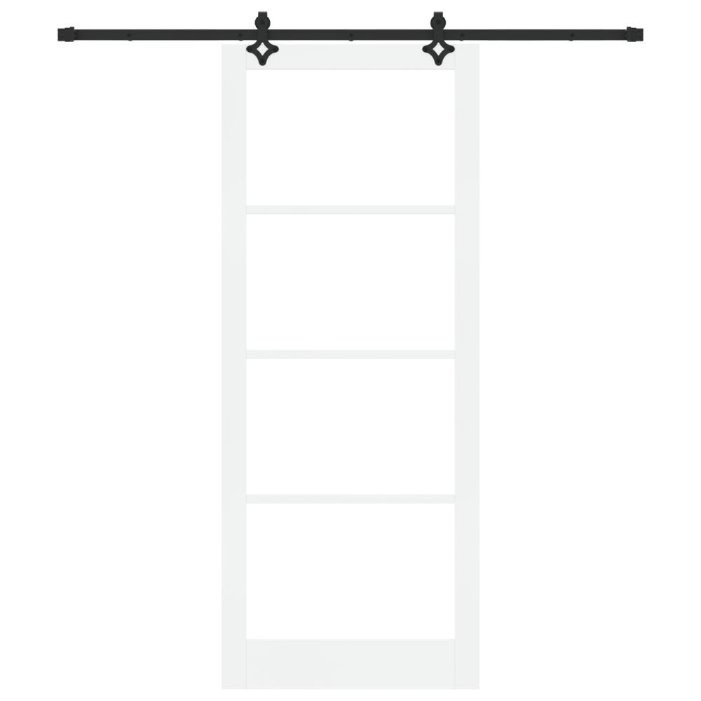 Produktbild för Skjutdörr Vit 93 x 232 cm Massivt tallträ och glas