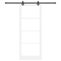 Produktbild för Skjutdörr Vit 93 x 232 cm Massivt tallträ och glas
