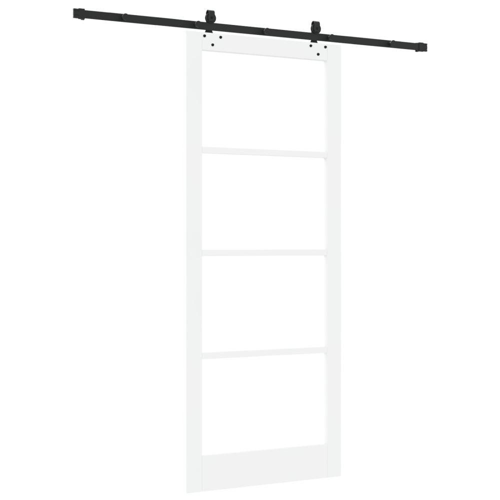Produktbild för Skjutdörr Vit 93 x 232 cm Massivt tallträ och glas