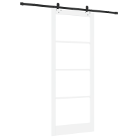 Produktbild för Skjutdörr Vit 93 x 232 cm Massivt tallträ och glas