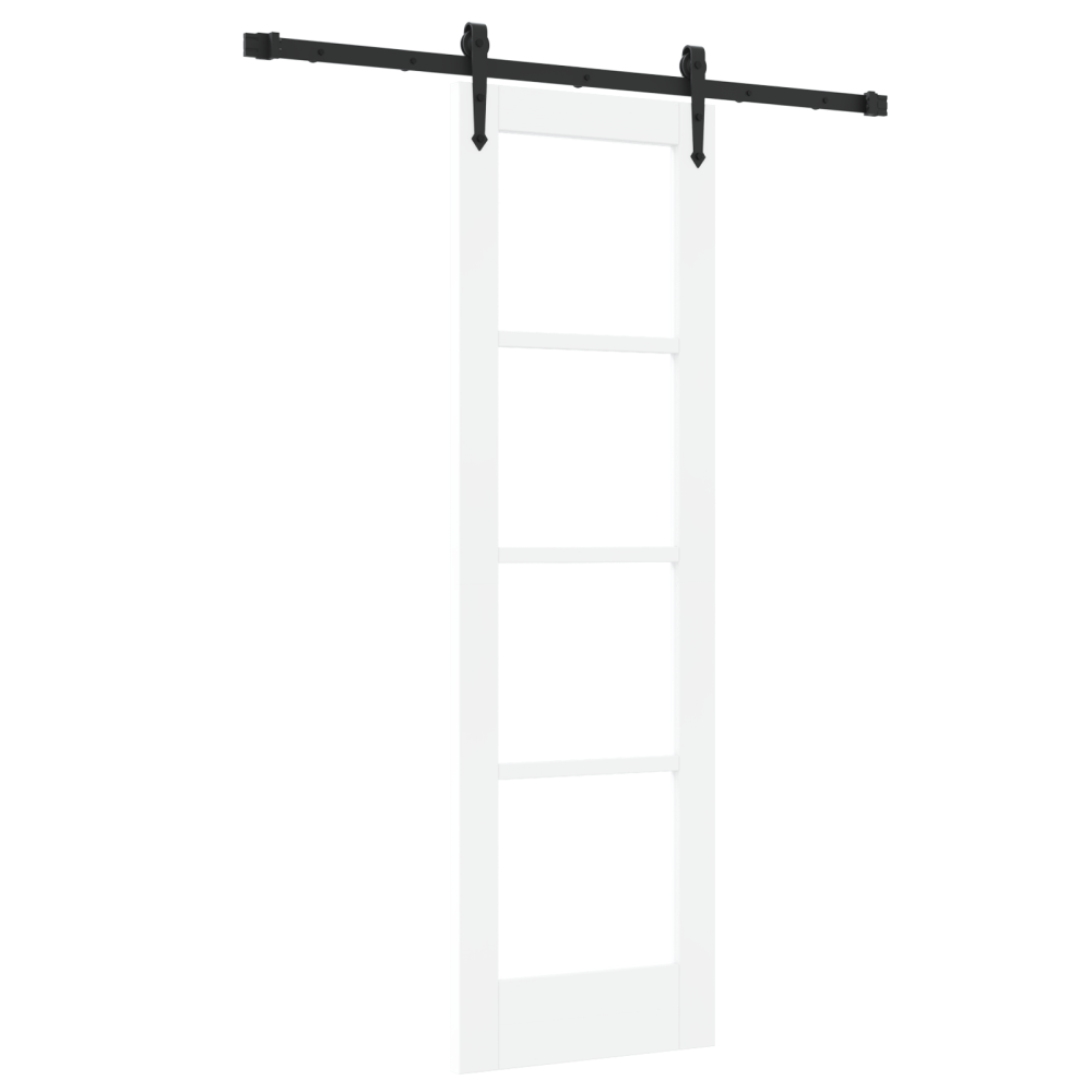 Produktbild för Skjutdörr ORKDAL Vit 61 x 198,5 cm Massivt tallträ och glas