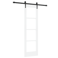 Produktbild för Skjutdörr ORKDAL Vit 61 x 198,5 cm Massivt tallträ och glas
