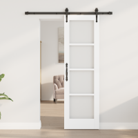 Produktbild för Skjutdörr ORKDAL Vit 61 x 198,5 cm Massivt tallträ och glas