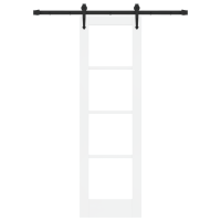 Produktbild för Skjutdörr ORKDAL Vit 61 x 198,5 cm Massivt tallträ och glas