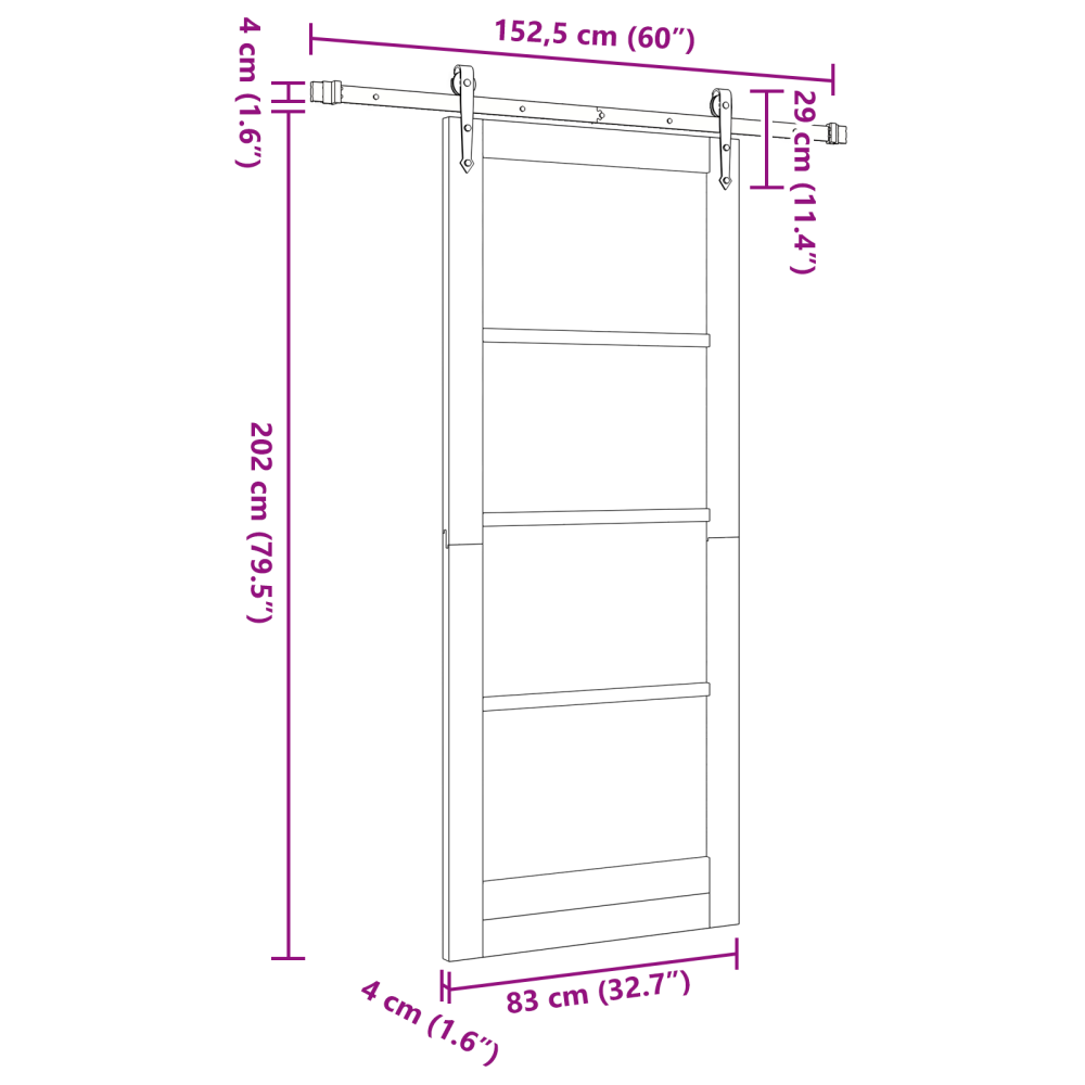 Produktbild för Skjutdörr ORKDAL Vit 83 x 202 cm Massivt tallträ och glas
