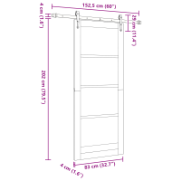 Produktbild för Skjutdörr ORKDAL Vit 83 x 202 cm Massivt tallträ och glas