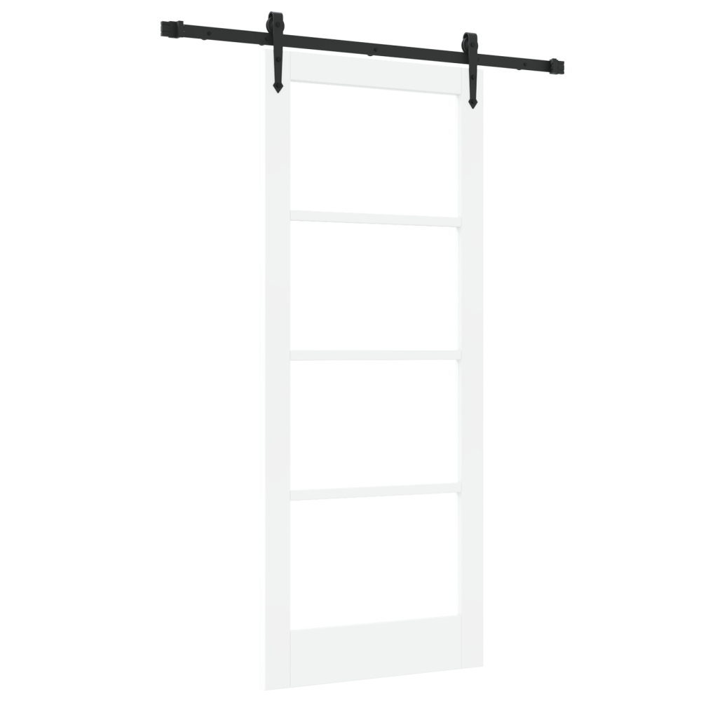 Produktbild för Skjutdörr ORKDAL Vit 83 x 202 cm Massivt tallträ och glas