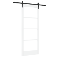 Produktbild för Skjutdörr ORKDAL Vit 83 x 202 cm Massivt tallträ och glas