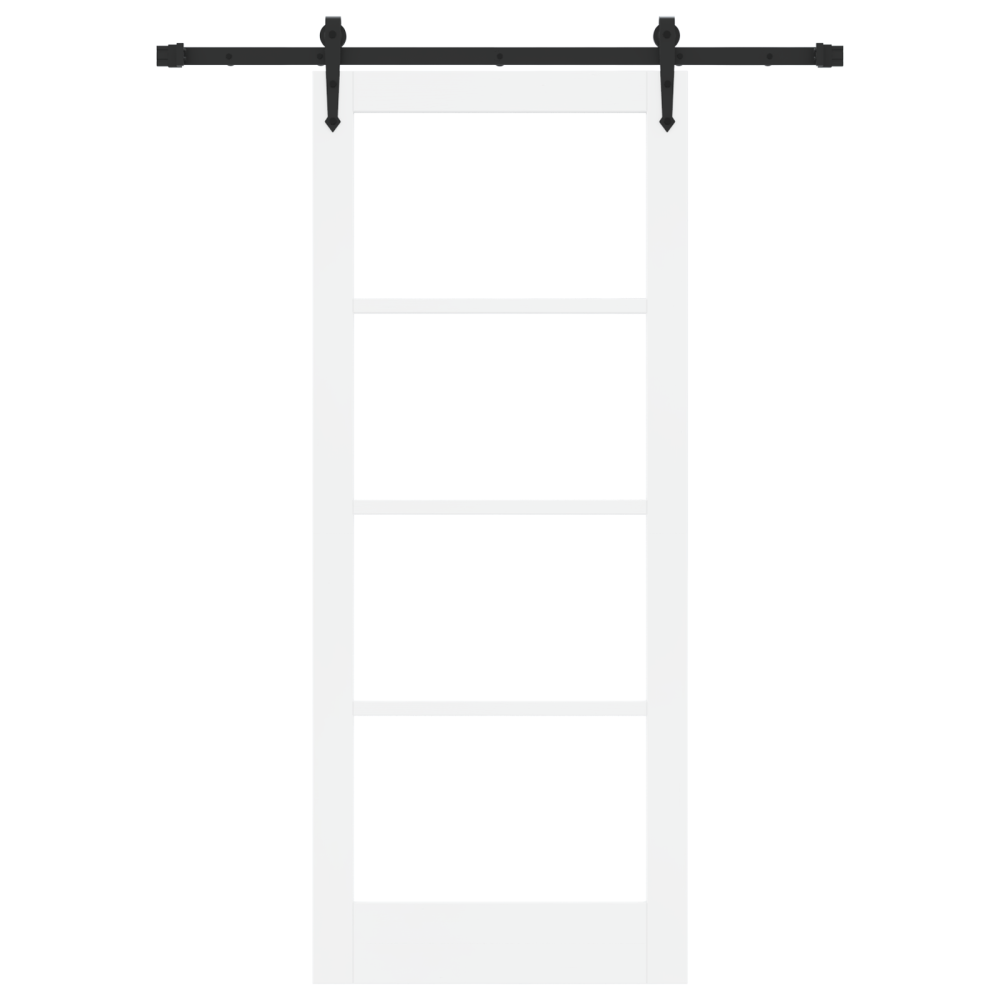 Produktbild för Skjutdörr ORKDAL Vit 83 x 202 cm Massivt tallträ och glas