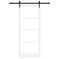 Produktbild för Skjutdörr ORKDAL Vit 83 x 202 cm Massivt tallträ och glas