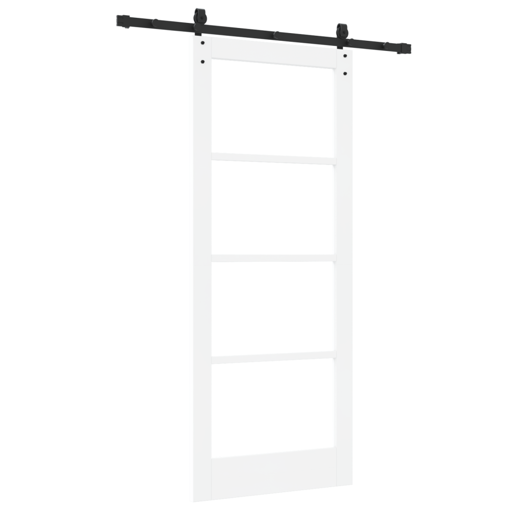 Produktbild för Skjutdörr ORKDAL Vit 83 x 202 cm Massivt tallträ och glas