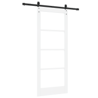 Produktbild för Skjutdörr ORKDAL Vit 83 x 202 cm Massivt tallträ och glas