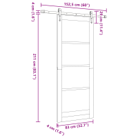 Produktbild för Skjutdörr ORKDAL Vit 83 x 211 cm Massivt tallträ och glas