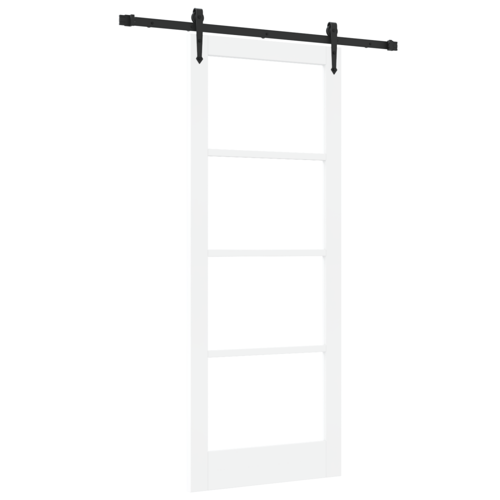 Produktbild för Skjutdörr ORKDAL Vit 83 x 211 cm Massivt tallträ och glas