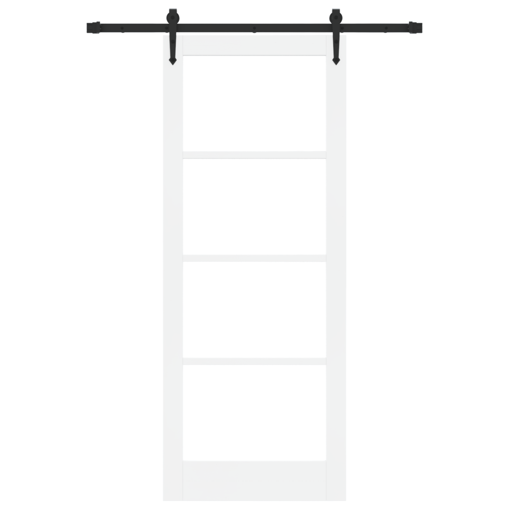 Produktbild för Skjutdörr ORKDAL Vit 83 x 211 cm Massivt tallträ och glas