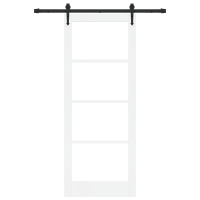 Produktbild för Skjutdörr ORKDAL Vit 83 x 211 cm Massivt tallträ och glas