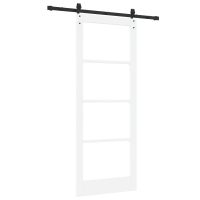 Produktbild för Skjutdörr ORKDAL Vit 83 x 211 cm Massivt tallträ och glas