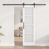 Produktbild för Skjutdörr ORKDAL Vit 61 x 198,5 cm Massivt tallträ och glas
