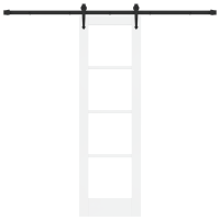 Produktbild för Skjutdörr ORKDAL Vit 61 x 198,5 cm Massivt tallträ och glas