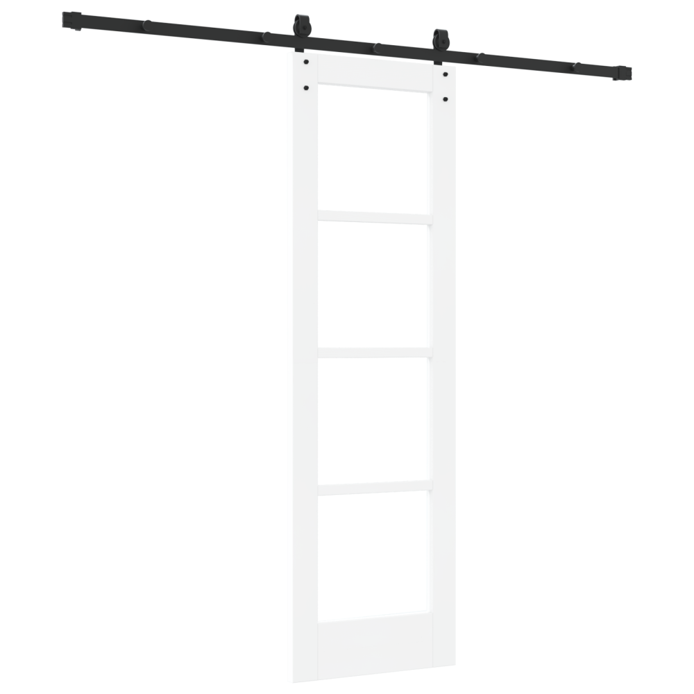 Produktbild för Skjutdörr ORKDAL Vit 61 x 198,5 cm Massivt tallträ och glas