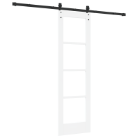 Produktbild för Skjutdörr ORKDAL Vit 61 x 198,5 cm Massivt tallträ och glas