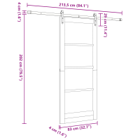 Produktbild för Skjutdörr ORKDAL Vit 83 x 202 cm Massivt tallträ och glas