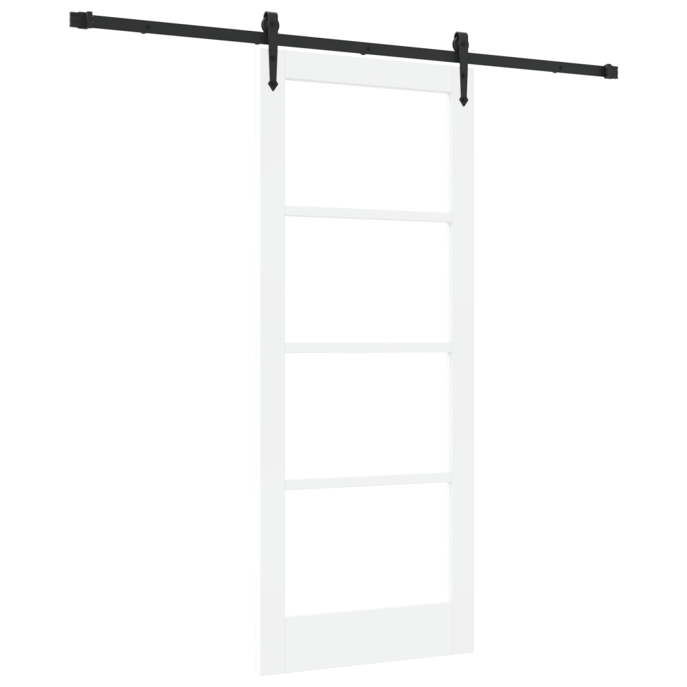 Produktbild för Skjutdörr ORKDAL Vit 83 x 202 cm Massivt tallträ och glas