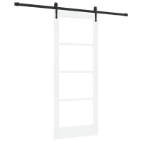 Produktbild för Skjutdörr ORKDAL Vit 83 x 202 cm Massivt tallträ och glas