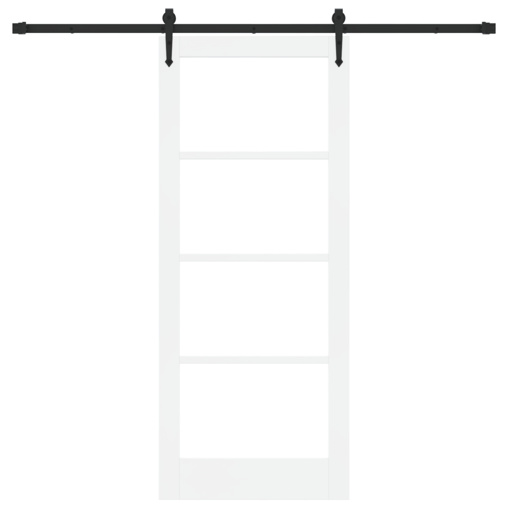 Produktbild för Skjutdörr ORKDAL Vit 83 x 202 cm Massivt tallträ och glas