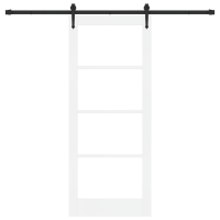 Produktbild för Skjutdörr ORKDAL Vit 83 x 202 cm Massivt tallträ och glas