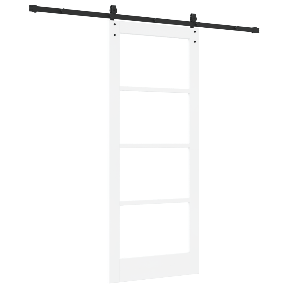 Produktbild för Skjutdörr ORKDAL Vit 83 x 202 cm Massivt tallträ och glas