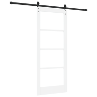 Produktbild för Skjutdörr ORKDAL Vit 83 x 202 cm Massivt tallträ och glas