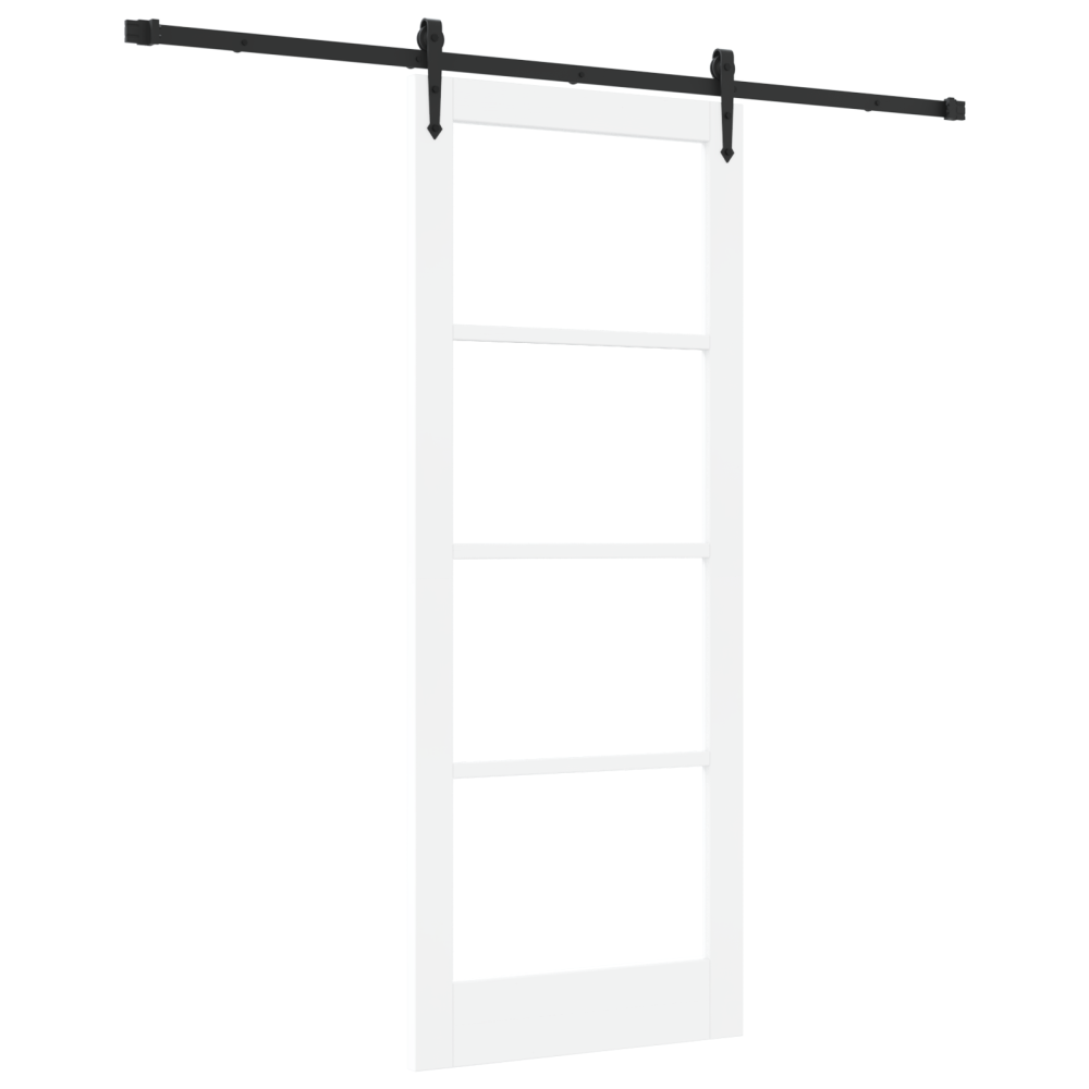 Produktbild för Skjutdörr ORKDAL Vit 83 x 211 cm Massivt tallträ och glas