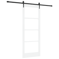 Produktbild för Skjutdörr ORKDAL Vit 83 x 211 cm Massivt tallträ och glas