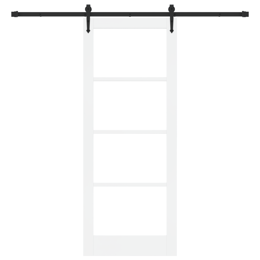 Produktbild för Skjutdörr ORKDAL Vit 83 x 211 cm Massivt tallträ och glas