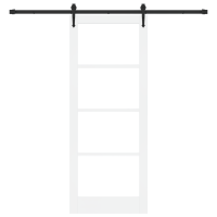 Produktbild för Skjutdörr ORKDAL Vit 83 x 211 cm Massivt tallträ och glas