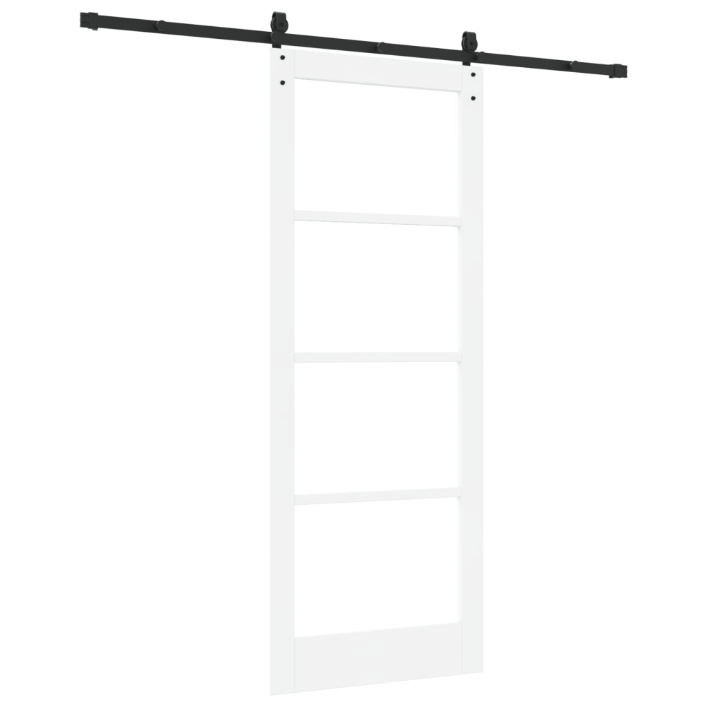 Produktbild för Skjutdörr ORKDAL Vit 83 x 211 cm Massivt tallträ och glas