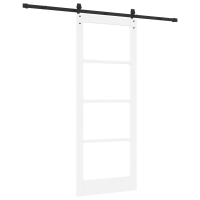 Produktbild för Skjutdörr ORKDAL Vit 83 x 211 cm Massivt tallträ och glas