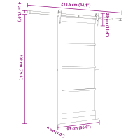 Produktbild för Skjutdörr ORKDAL Naturfärg 93 x 202 cm Massivt tallträ och glas